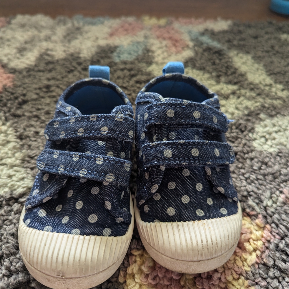 Cat & Jack Blue and White Sneakers Polka Dot Canvas